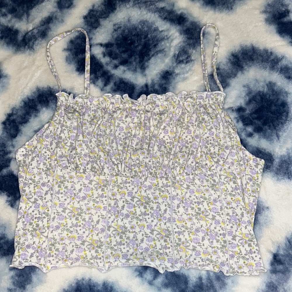 Shein Cute Scrunched Floral Tank Top Size XL